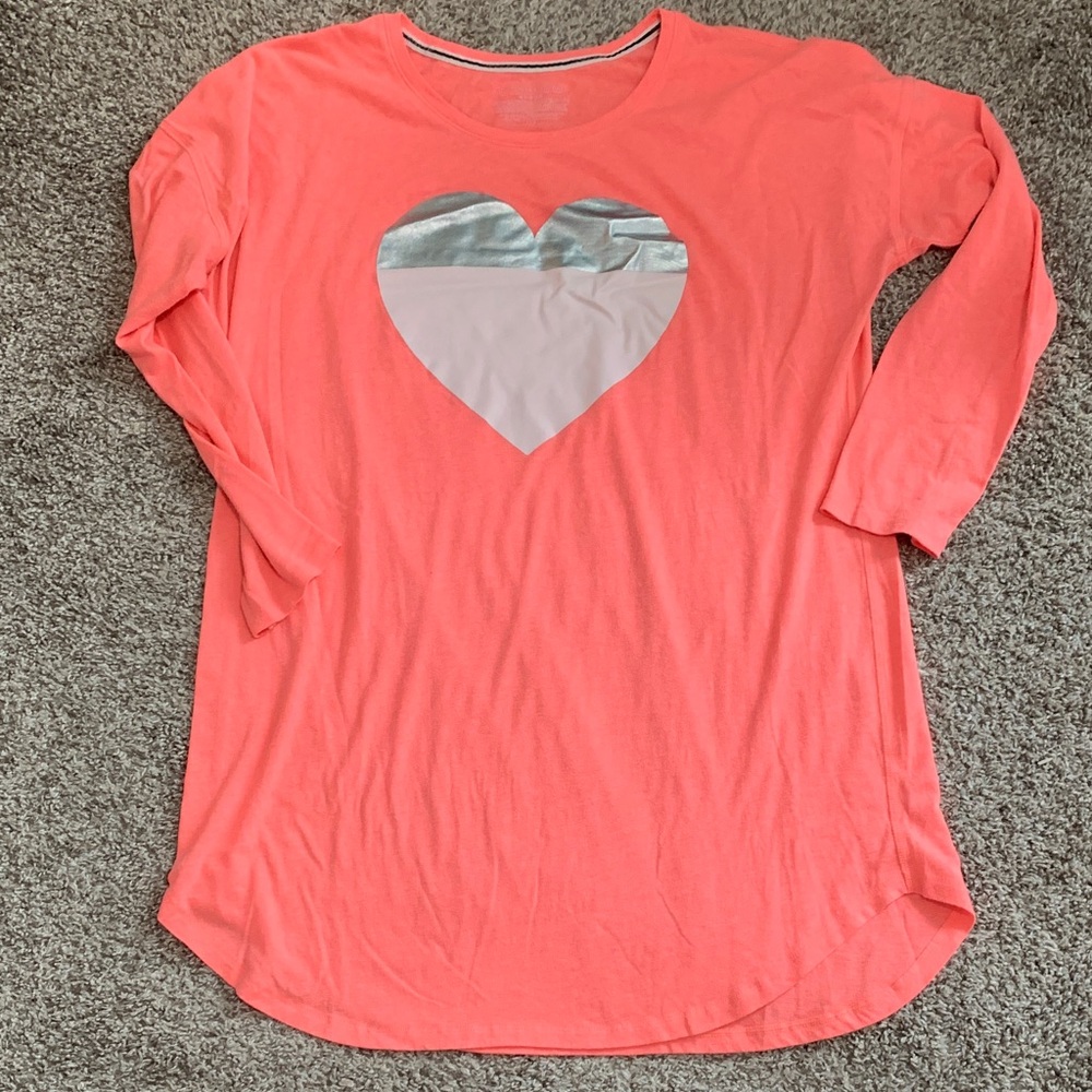 Victoria's Secret Coral Heart Pajama Top